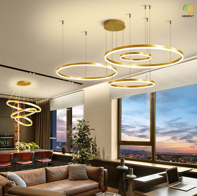 Mirror Titanium LED Fashionable Modern Ring Light For Home / Hotel / Showroom