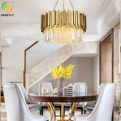 Luxury K9 Crystal Metal Gold Crystal Pendant Chandelier Tiered Dimmable