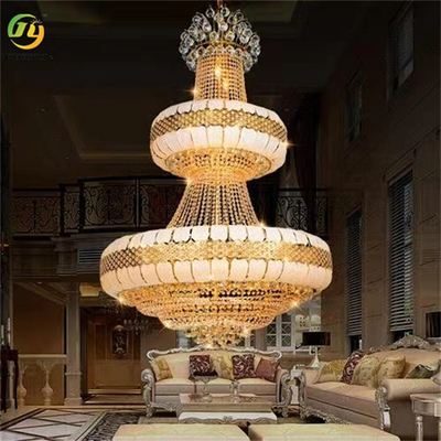 LED Gold K9 Crystal Hanging Ceiling Light Modern Round Crystal Chandeliers