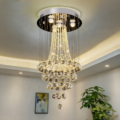 Stainless Steel Staircase Light Luxury And Modern Crystal Chandelier