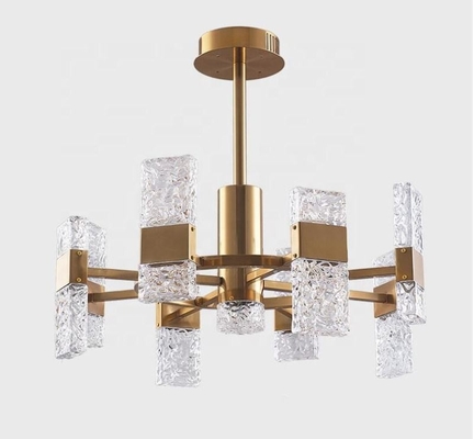E14 Iron Glass Gold Luxury Modern LED Crystal Chandelier For Living Room
