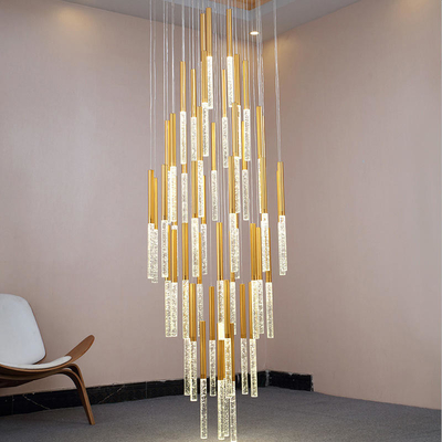 Modern Luxury Hanging Stairs Drop Chandelier Decorative Crystal Pendant Lights