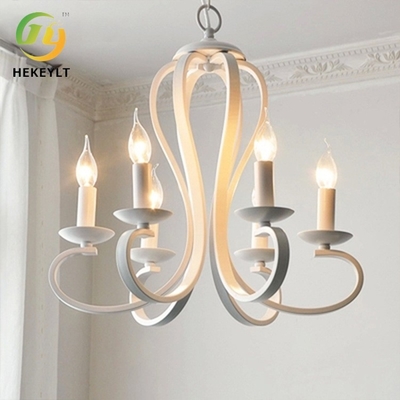 European Simple Iron Art Candle Chandelier Living Room Dining Room Bedroom Clothing Store Lamp