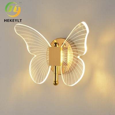 Luxury Butterfly Modern Wall Lamp Hotel Bed And Bedroom TV Wall LED Three Color Light