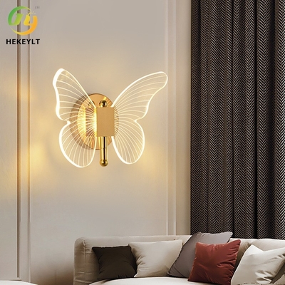 Luxury Butterfly Modern Wall Lamp Hotel Bed And Bedroom TV Wall LED Three Color Light