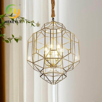 All Copper Simple Glass Entry Pendant Light New Chinese Creative For Staircase Corridor Restaurant Villa