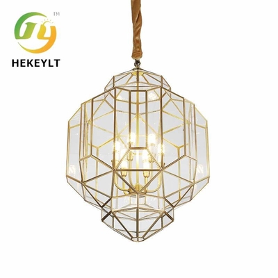 All Copper Simple Glass Entry Pendant Light New Chinese Creative For Staircase Corridor Restaurant Villa