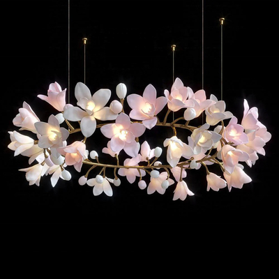 Customized Luxury Flower Art Ceramic Modern Project Chandelier For Hotel Wedding Lobby