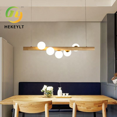 Nordic Solid Wood Style Restaurant Lamp Simple Modern LED Creative Bar Chandelier