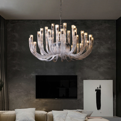 Post Modern Light Luxury Flower Glass LED Pendant Light Living Room Dining Room Bedroom Chandelier