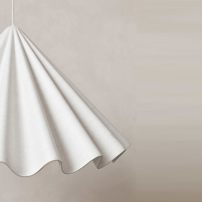 Off White Color Pet Felt (100% Polyester) Wavy Design Dining Room Dancing Pendant 37.4 In Dia X 21.6 In H
