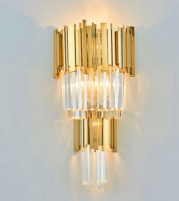 Width 350mm Height 550mm Postmodern Glass Crystal Wall Lamp For Hotel