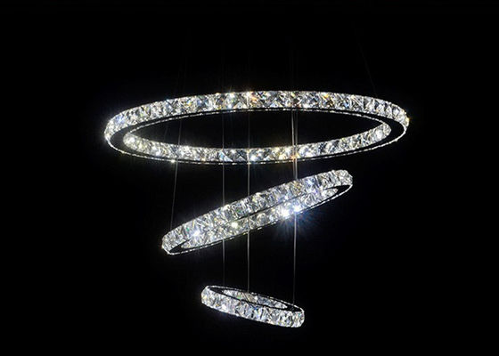 Diamond Crystal Chrome Mirror Finish 64W Stainless Steel Modern Ring Light