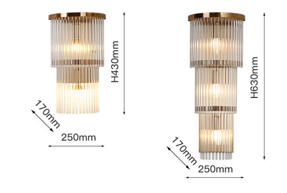 E14 Clear Color 260*H400 260*H580 Crystal Wall Lamp