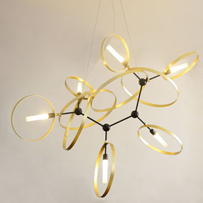 Post Modern Pendant Light Plating Painting Dornment Metal Ring Chandeliers
