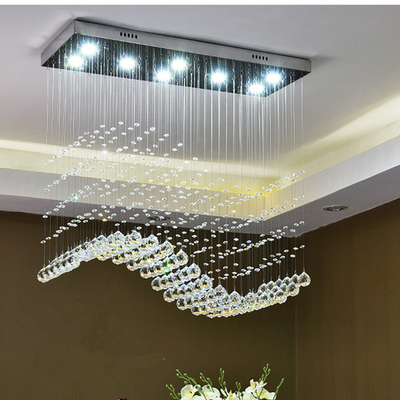 GU10 Modern Villa Indoor Led Crystal Pendant Light AC265V With 3 Head