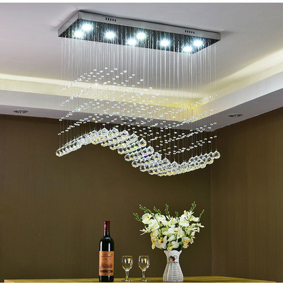 Raindrop Dining Room Crystal Pendant Light Polished Nano Plated