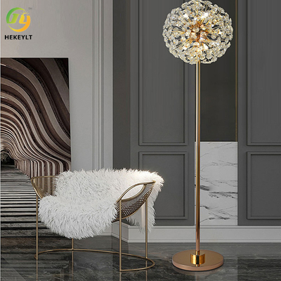 Elegant Metal Crystal Modern Floor Light For Living Room 3500K