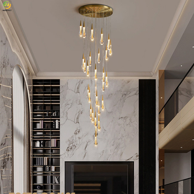 Water Drop Crystal Modern Pendant Light Hotel Lobby Decoration Staircase