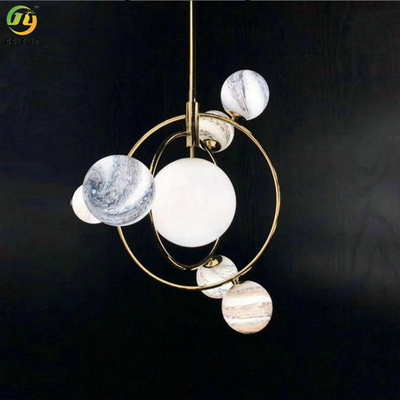 Nordic Ring Hanging Kitchen Earth White Glass Decoration Modern Pendant Light
