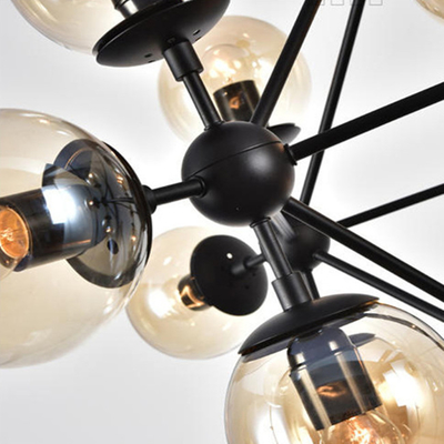 Indoor Decorative Glass Ball Black Cognac Hardware Painting Glass Modern Pendant Lamp