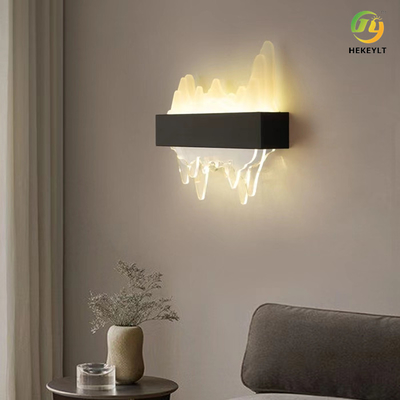 New Chinese Modern Style Living Room black Iron + Acrylic LED Wall Lamp
