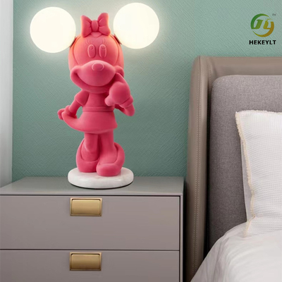 Resin Glass G4 Bedside Lamp Cartoon Mickey Mouse For Girl Bedroom