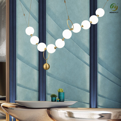 Nordic postmodern light luxury living room glass ball necklace line chandelier