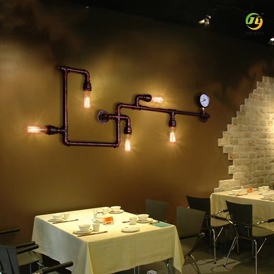 Industrial Wrought Iron Decorative Water Pipe Wall Lamp E27 For Retro Loft