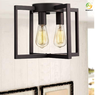 E27 Rectangular Wrought Iron Ceiling Lamp For Bedroom Dining Room