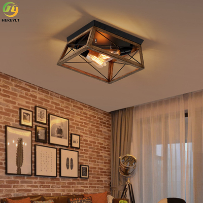 220V Nordic Iron Wood LED Ceiling Light For Home Hotel 1 head