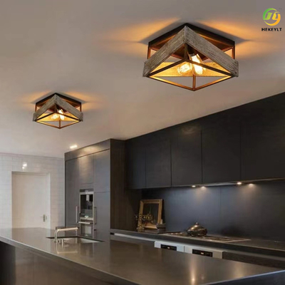 Industrial Wooden LED Ceiling Lamp For Bedroom