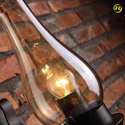 Nordic Retro Wrought Iron Glass Amber Clear Wall Lamp For Bedroom Aisle Loft