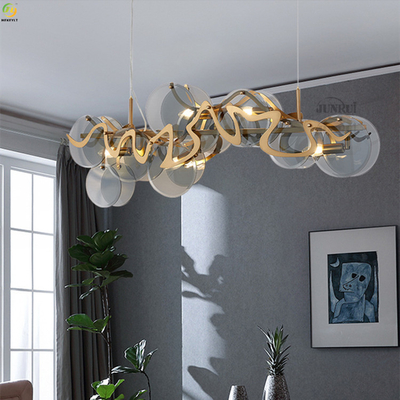 Iron Electroplating Nordic Crystal Pendant Light Home Art Baking Paint Gold E14