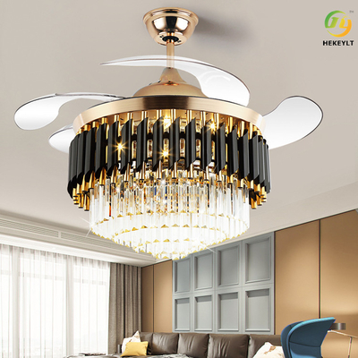 Retractable Ceiling Fan Light With Bluetooth Speaker 48W 42 Inch