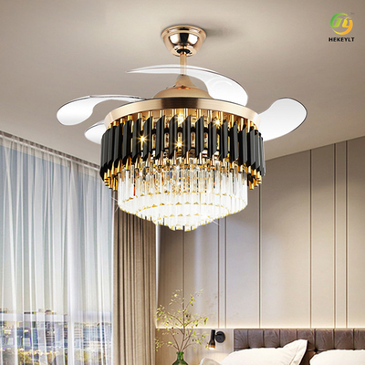 Retractable Ceiling Fan Light With Bluetooth Speaker 48W 42 Inch