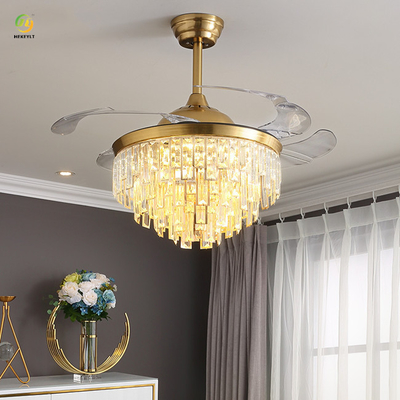 Invisible Crystal LED Ceiling Fan Light Variable Frequency For Home Living Room Bedroom