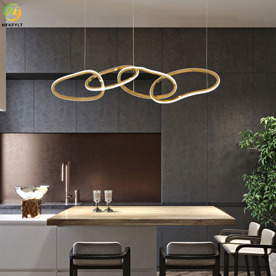 Stainless Steel Silicon Drop Kitchen Modern Pendant Light Five Circle For Living Room