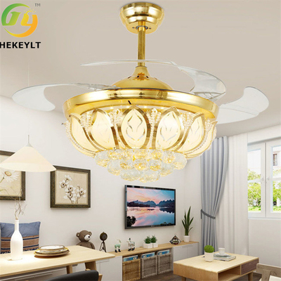 Remote Control LED Ceiling Fan Light With 4 Retractable Blades 120V