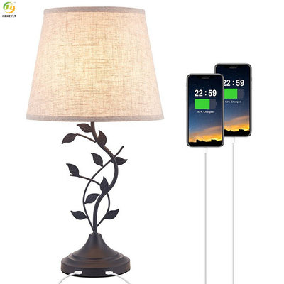 Decoration Read Linen Metal LED Bedside Lamps 85 - 265V