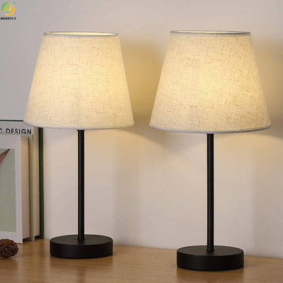 Clear Glass Linen Metal LED Bedside Table Lamp For Decoration Read