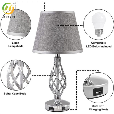 Retro Bedside Touch Dimming USB Charging Table Lamp For Hotel Bedroom