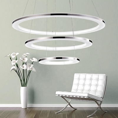 Acrylic Decorative Nordic Ceiling Round Hanging Drop Kitchen Led Lighting Modern Chandeliers