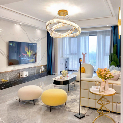 Modern Ring Pendant Light Led Lamp Decorative Crystal Chandelier For Dining Living Room