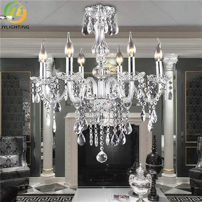 E14 Tiered Crystal Candle Chandelier Indoor Metal Chrome
