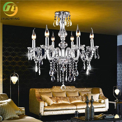 E14 Tiered Crystal Candle Chandelier Indoor Metal Chrome