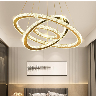 Crystal Hanging Decorative Circle Ring Light Crystal Round Ring Chandeliers Pendant Light
