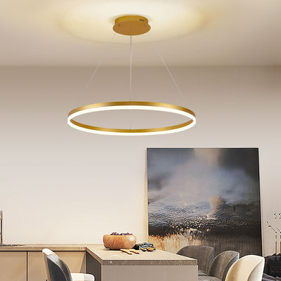 Aluminium Acrylic Modern Ceiling LED Ring Chandelier Lighting For Dining Room