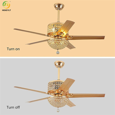 52'' Crystal Modern LED Ceiling Fan Light With 5 Blades Remote Control