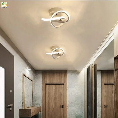 Modern Simple Aluminum Led Ceiling Lamp Built In Curved Shaped